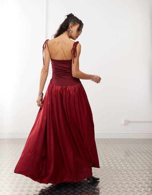 Amy Lynn - Alexa - Robe longue en satin - Bordeaux, 3 de 4