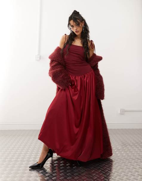 Amy Lynn Alexa satin maxi dress in burgundy - view 1