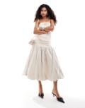 [Amy Lynn] Amy Lynn Alexa shoulder tie fishtail midi dress in milk-White 8 Milk