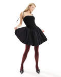[Amy Lynn] Amy Lynn Alexa shoulder tie puffball mini dress in black L BLACK