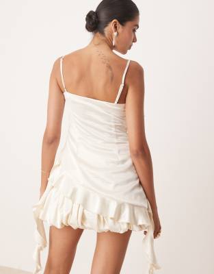 Amy Lynn Asymmetric Ruffle Longline Cami Top In White