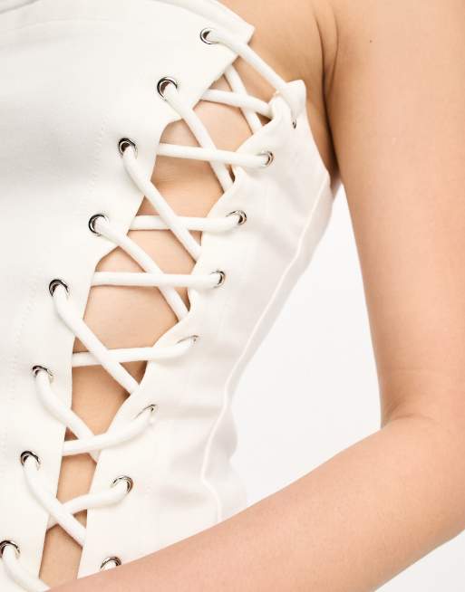 Amy Lynn Athens lace-up bodycon mini dress in white | ASOS