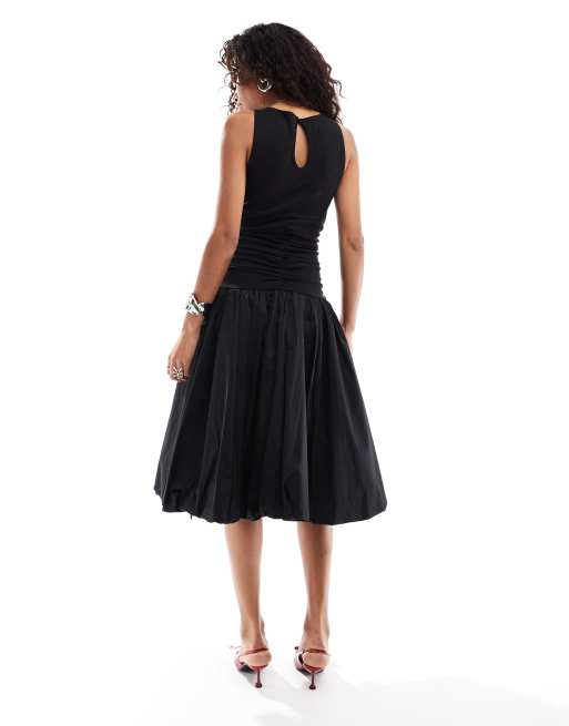 Amy Lynn - Bodhi - Midi puffball-jurk met uitsnijding in zwart, 3 van 4