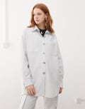 [Amy Lynn] Amy Lynn button up oversized shirt in silver (part of a set) 8 Silver