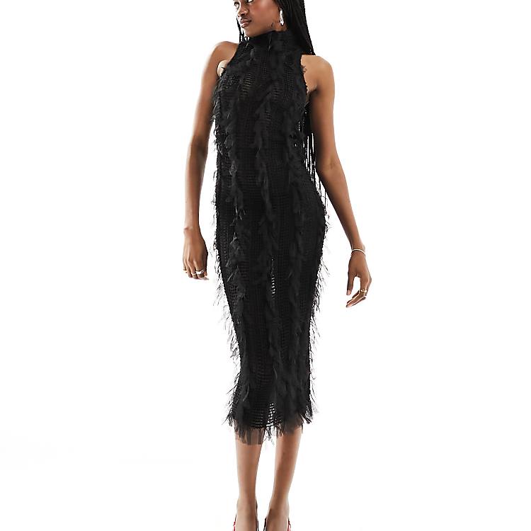 Amy Lynn Calla sleeveless textured midaxi dress in black | ASOS Amy Lynn Calla sleeveless textured midaxi dress in black | ASOS