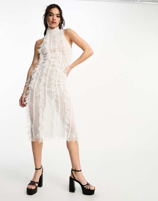 Amy Lynn Calla sleeveless textured midaxi dress in white