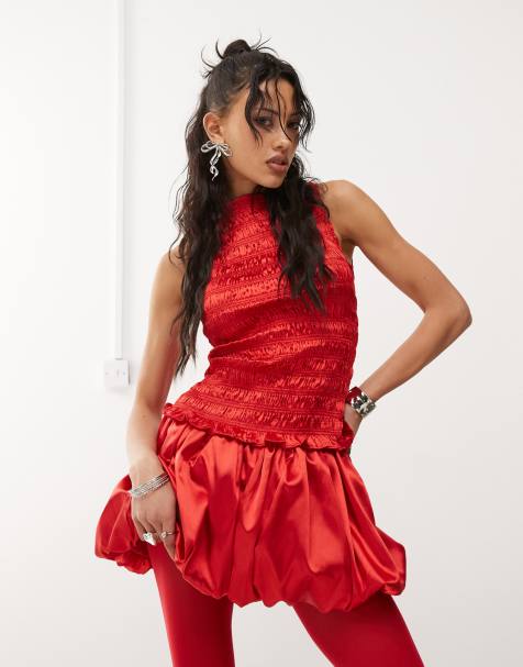 Amy Lynn - Claudia - Jupe d'ensemble en satin - Rouge - view 1