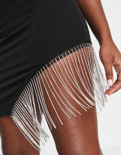 Black fringe skirt value best sale