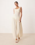 [Amy Lynn] Amy Lynn drop hem maxi dress with 3D floral straps in cream-White 12 CREAM