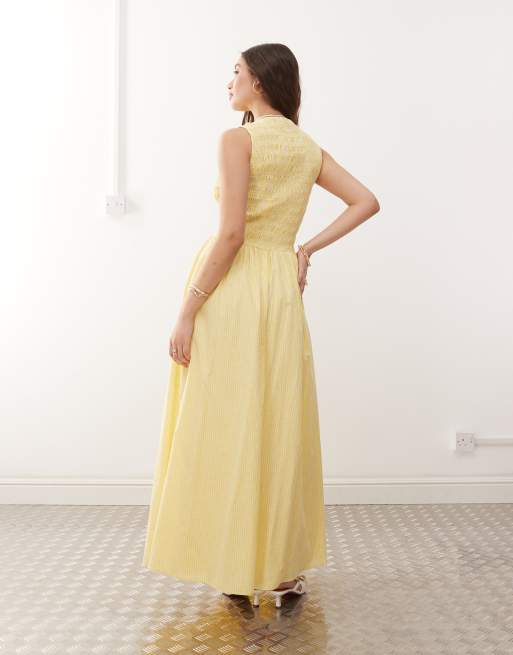 Amy Lynn Eleanor shirred maxi dress in yellow gingham | ASOS