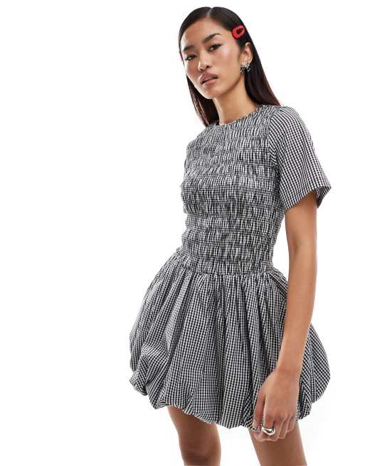 Black and white checkered mini dress hotsell