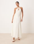 [Amy Lynn] Amy Lynn embellished knit halter maxi dress with drop hem in cream-White 16 CREAM