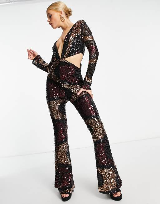 Embellished wide leg store jumpsuit