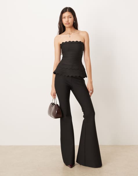 Amy Lynn flared trouser co-ord in black