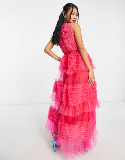 Luxurious Pink Sheer Tulle Dress — Rosemink Boutique