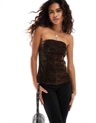 Amy Lynn Amy Lynn Johanna Lupe bardot top in tiger velvet burnout-Multi