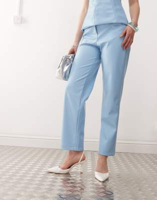 Amy Lynn Lupe Faux Leather Straight Leg Pants In Blue