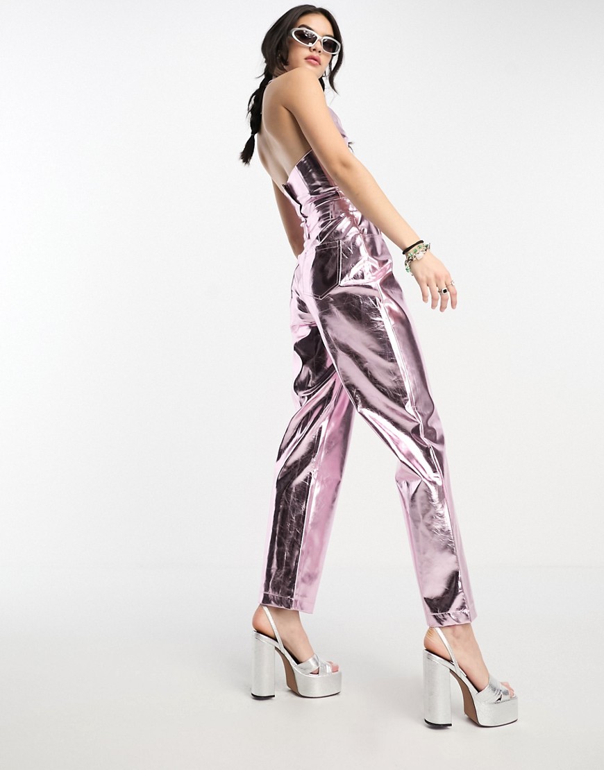 Amy Lynn Lupe pants in iced rose metallic - part of a set-Pink