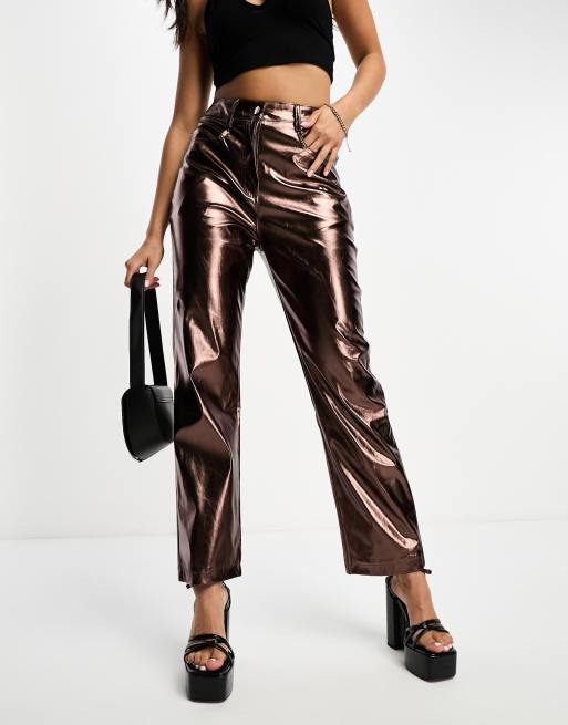 Amy Lynn Lupe pants in metallic dark coffee