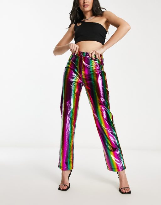 パンツ BALMAIN IRIDESCENT EFFECT WIDE PANTS Women's Holographic Iridescent Space Pants - Etsy