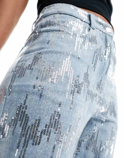 Sequin fashion embellished jeans