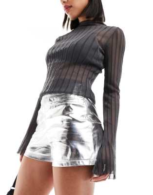 Amy Lynn Lupe shorts in metallic silver