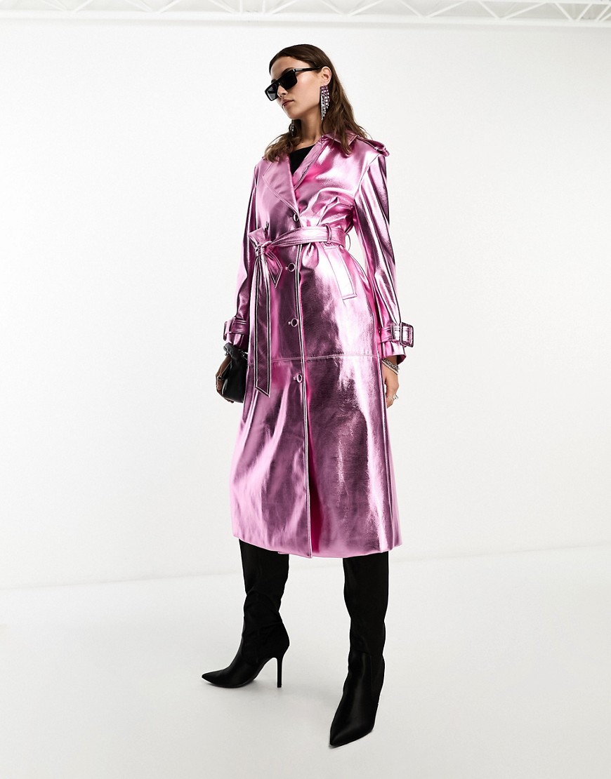 Amy Lynn Lupe trench coat in ice rose-Pink