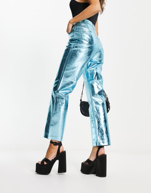 Amy Lynn Lupe trouser in metallic ice blue