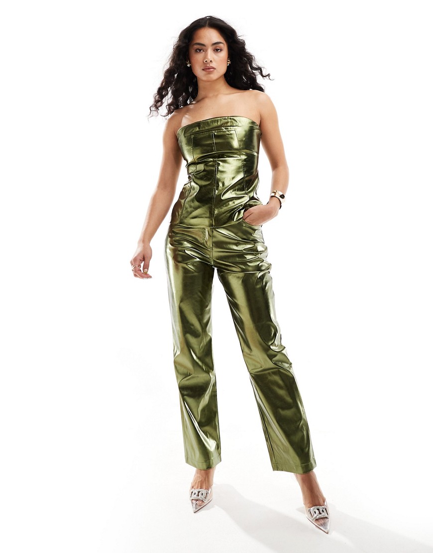 Amy Lynn Lupe trousers in khaki chrome co-ord-Green