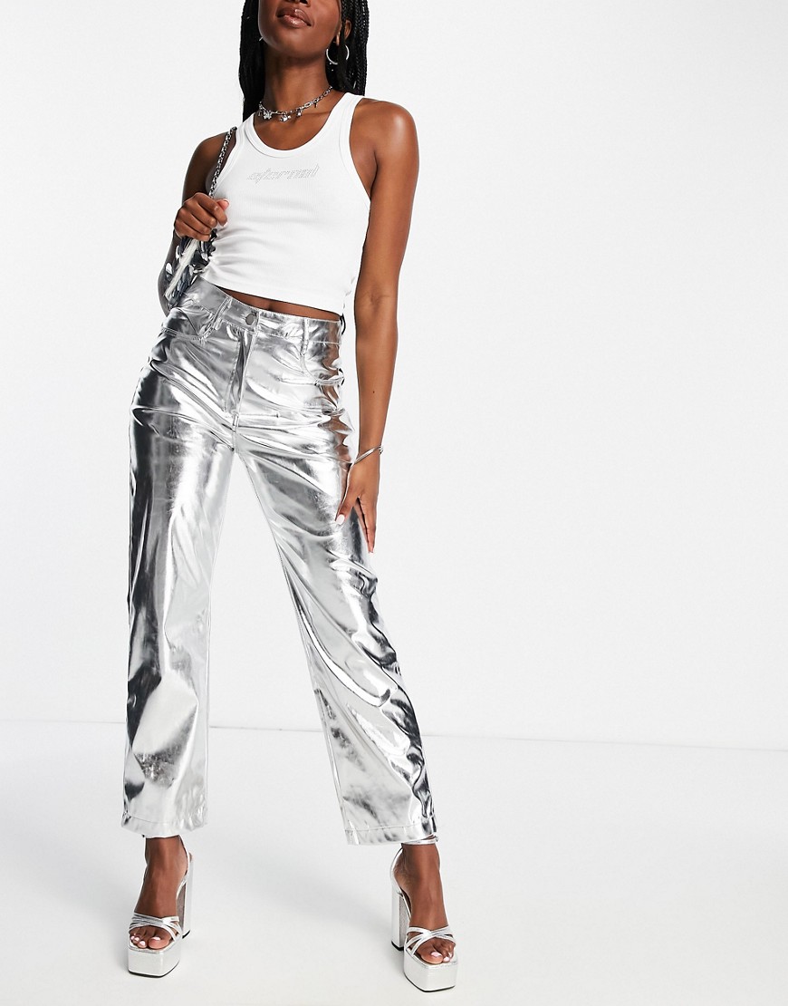Amy Lynn lupe trousers in metallic silver