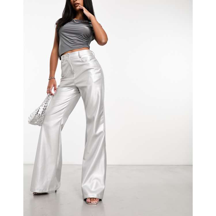 Amy Lynn matte Lupe wide leg pants in silver