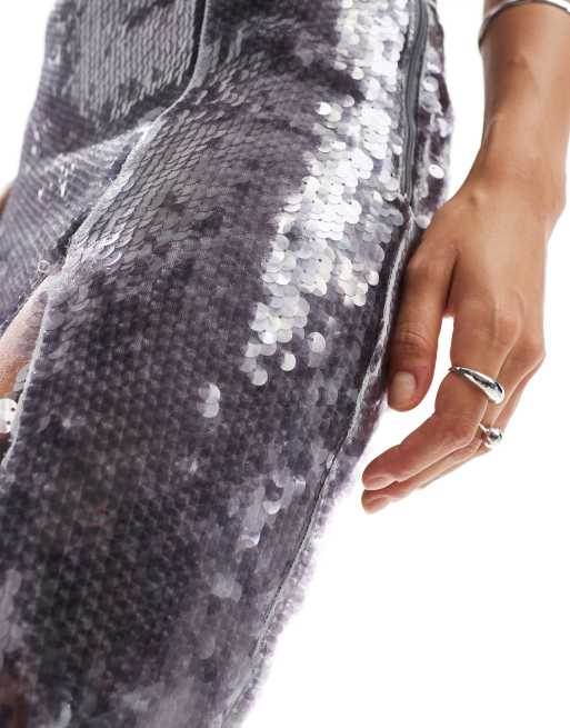 Amy Lynn maxi skirt in translucent lavender sequin - part of a set, 5 of 5