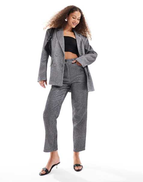Amy Lynn metallic Lupe trouser in silver co-ord - view 1