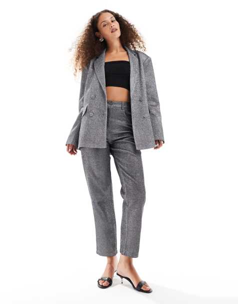 Amy Lynn metallic suit co-ord in silver - view 1