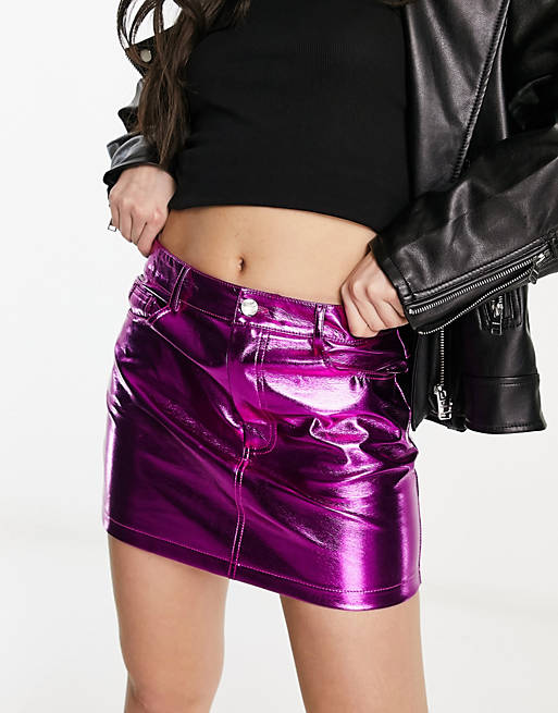 Amy Lynn Milena Lupe Y2K micro mini skirt in purple metallic | ASOS