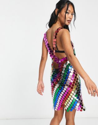 Amy Lynn Mimi festival disc sequin embellished mini dress in rainbow | ASOS