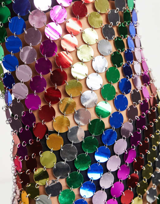 Amy Lynn – Mimi – Festival-Minikleid mit scheibenförmigen Pailletten in Regenbogenfarben, 3 von 4