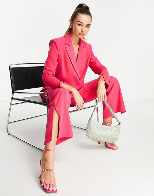 Amy Lynn oversized fluid crepe blazer with dramatic shoulder pads in  fuchsia pink - part of a set