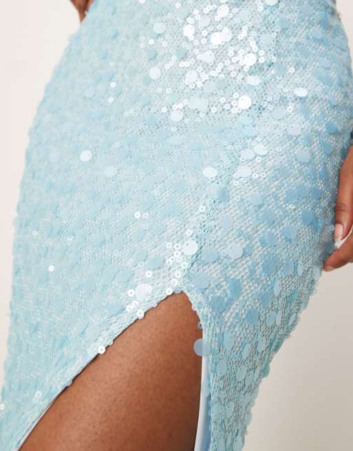 Amy Lynn paillette sequin maxi skirt in aqua blue - part of