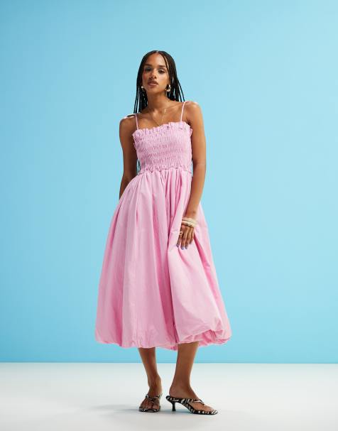 Amy Lynn – Polly – Gesmoktes Midikleid in rosa gestreift - view 1