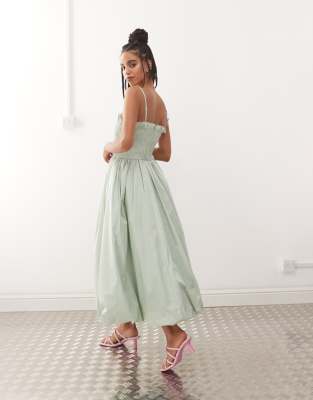 AMY LYNN POLLY SHIRRED MIDI DRESS