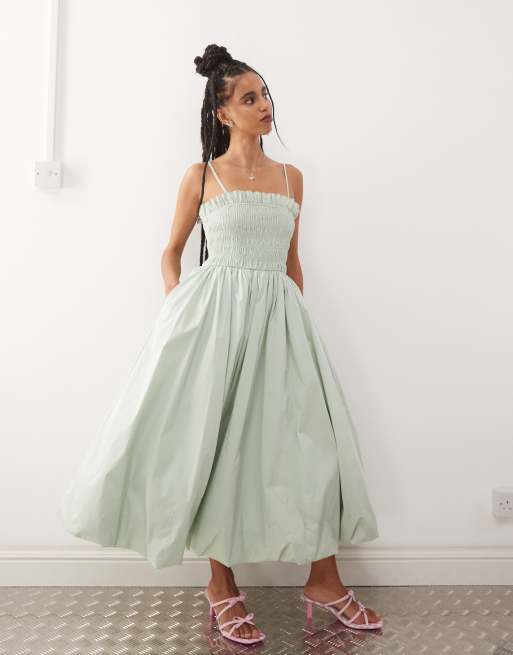Amy Lynn Polly shirred midaxi dress in mint, 3 of 4