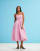 amy lynn polly shirred midi dress in pink stripe