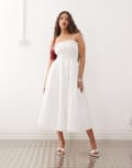 [Amy Lynn] Amy Lynn Polly shirred midi dress in white 14 WHITE