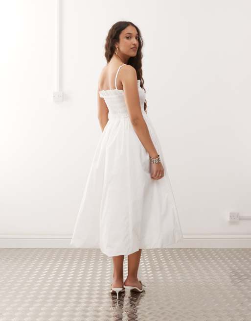 Amy Lynn Polly shirred midi dress in white