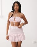 [Amy Lynn] Amy Lynn ruched tie-detail cami crop top in baby pink (Part of a set) 12 Baby pink