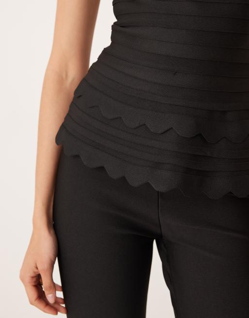 Amy Lynn scalloped bandage top in black - part of a set, 4 of 4