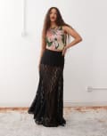 [Amy Lynn] Amy Lynn sheer lace godet skirt in black 6 BLACK