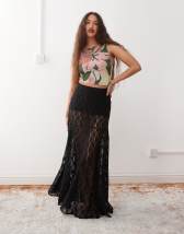 ★RAIVE★ Lace Long Skirt in Black VW4SS12710 Lace Long Skirt in Black VW4SS127-10 - 레이브
