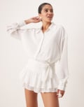 [Amy Lynn] Amy Lynn sheer ruffle bloomer playsuit with shirt top in white 6 WHITE